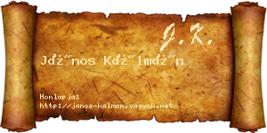 János Kálmán névjegykártya
